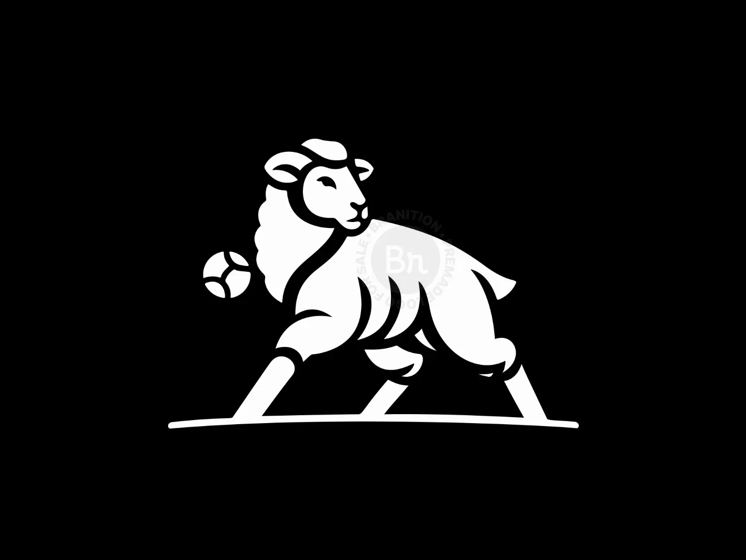 Elegant And Abstract Sheep With Ball Logo