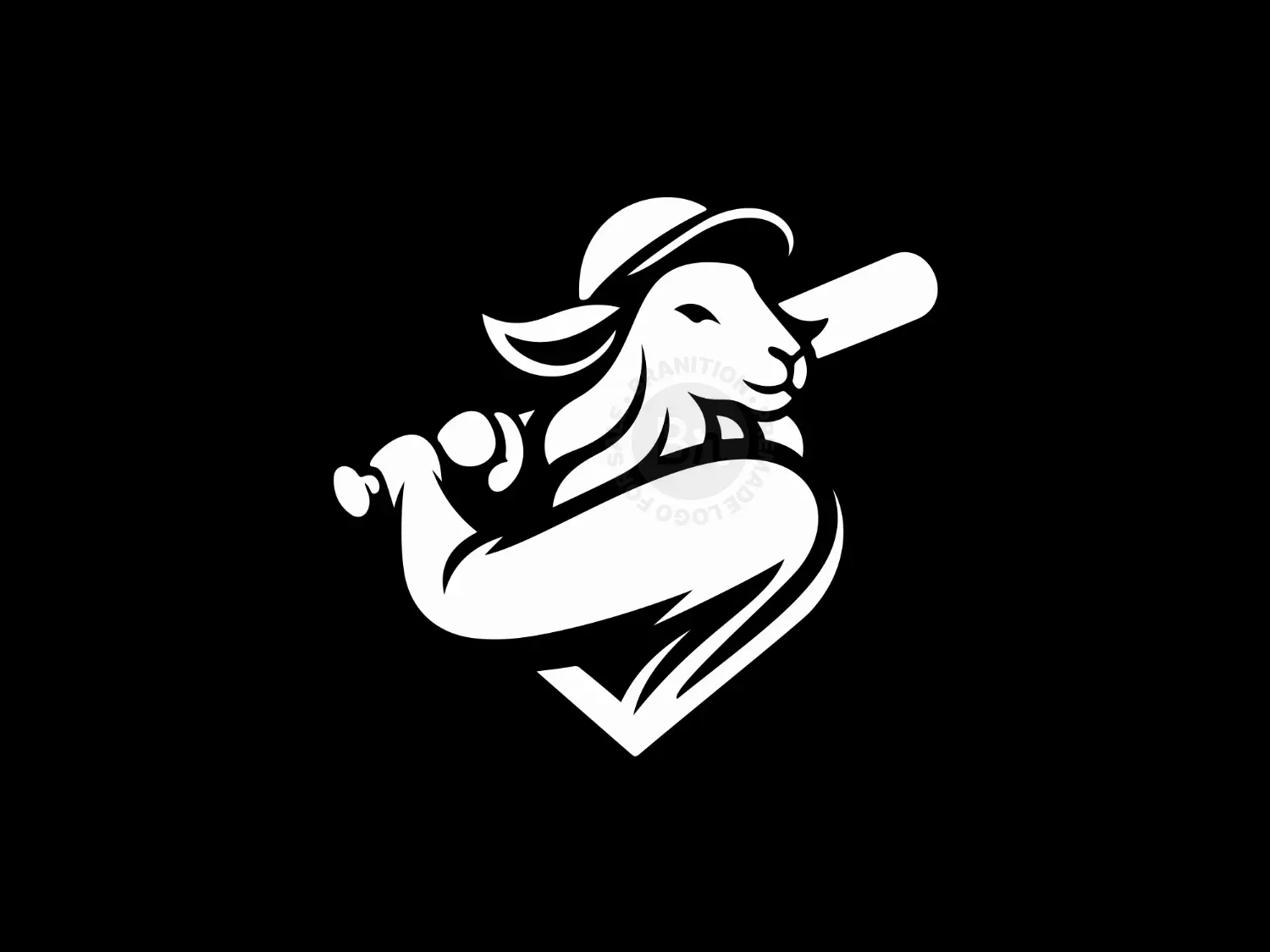 Elegant And Abstract Sheep With Baseball Bat Logo