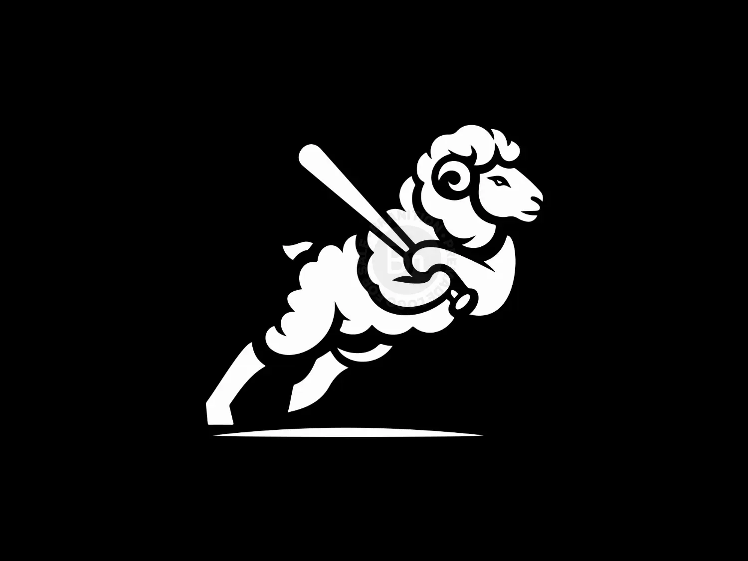 Elegant And Abstract Sheep With Bat Logo