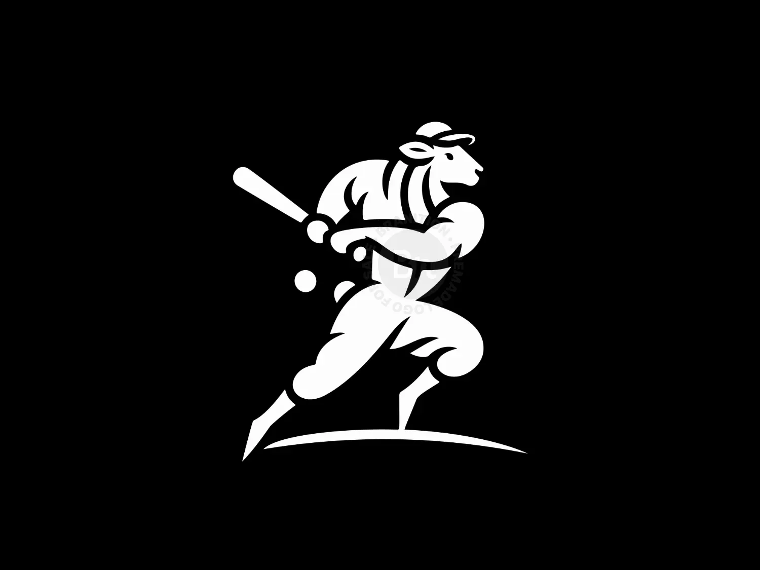 Elegant And Abstract Sheep Like Baseball Player Logo