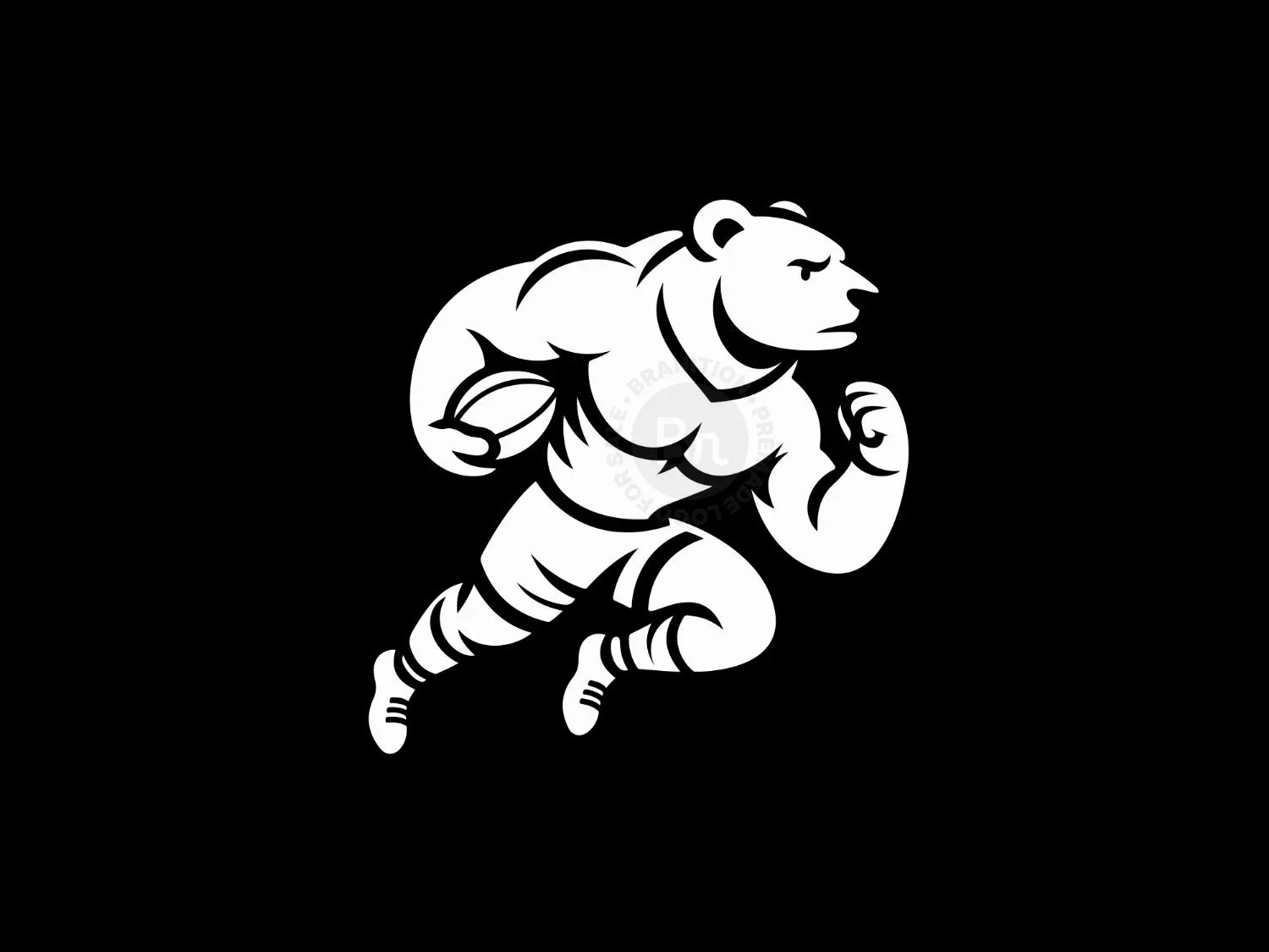 Abstract Bear Like A Rugby Player Logo