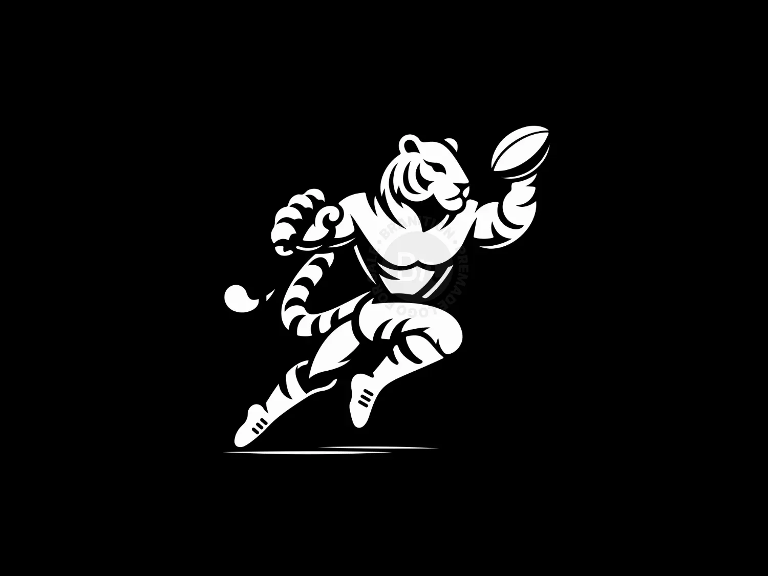 Abstract And Dynamic Tiger Rugby Player Logo