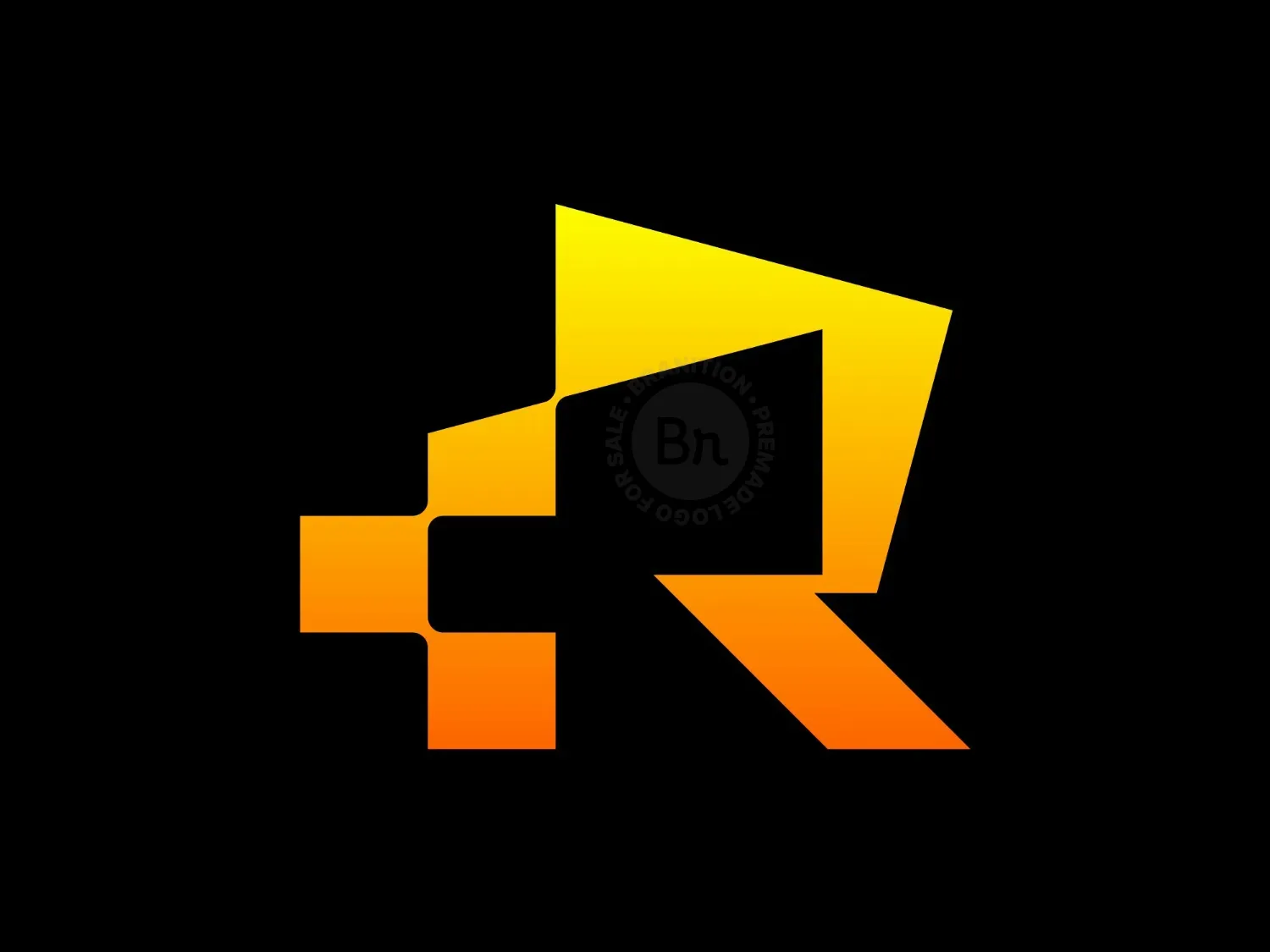 Letter R Pixel Technology Logo