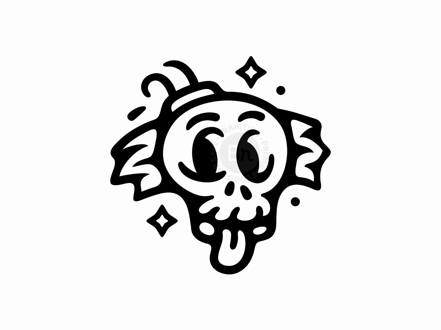 Scientist Skull Bomb Outline Logo