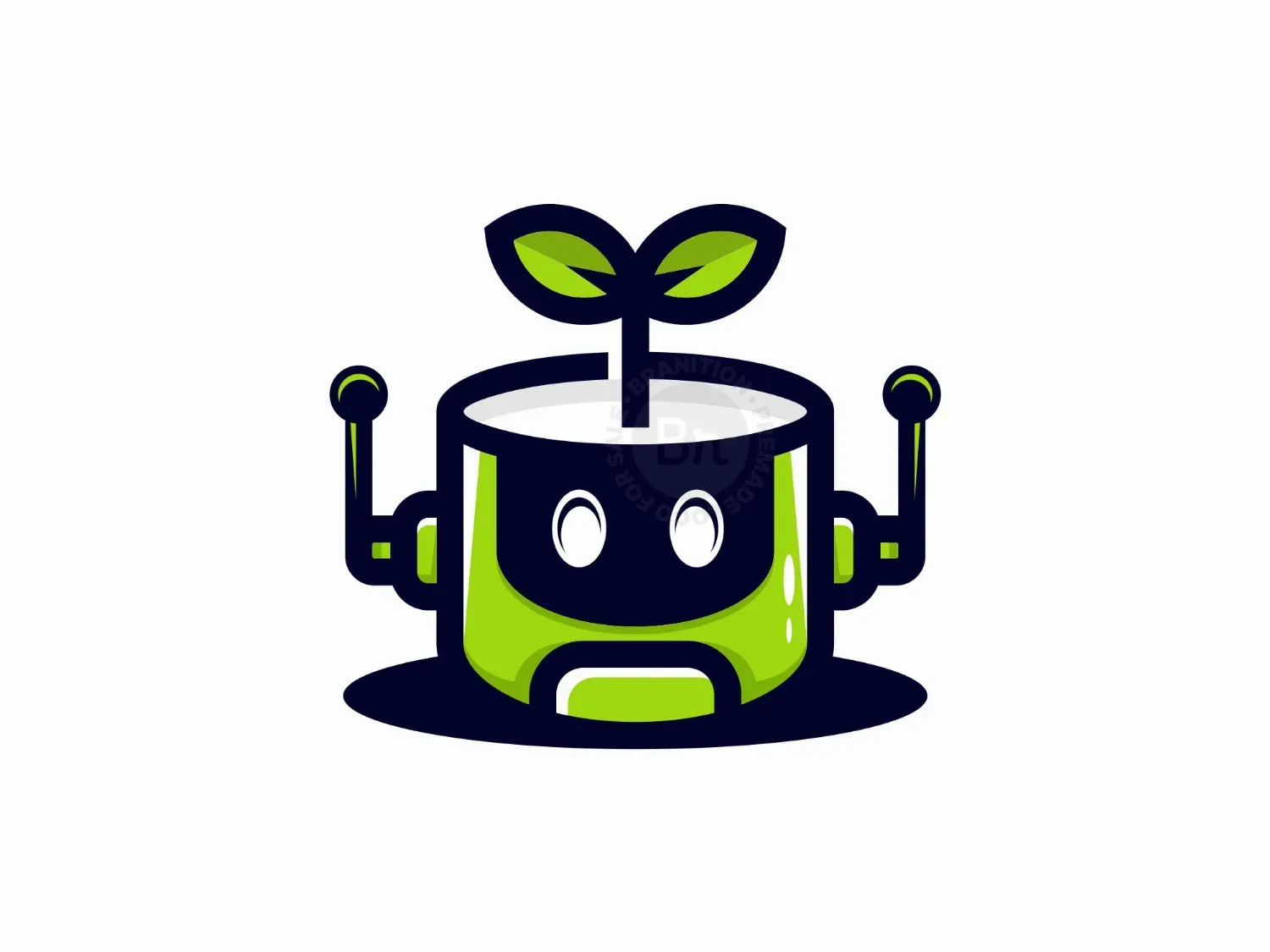 Leaf Robotic Mascot Logo