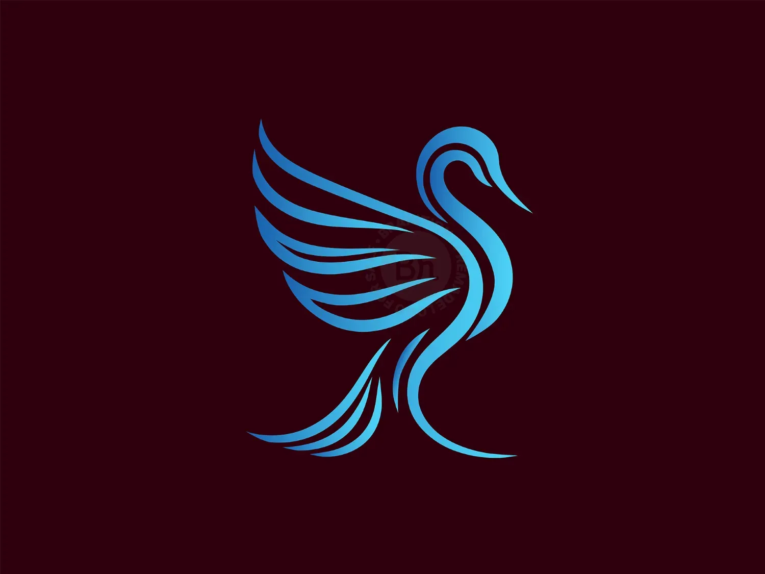 Abstract And Elegant Blue Bird Logo