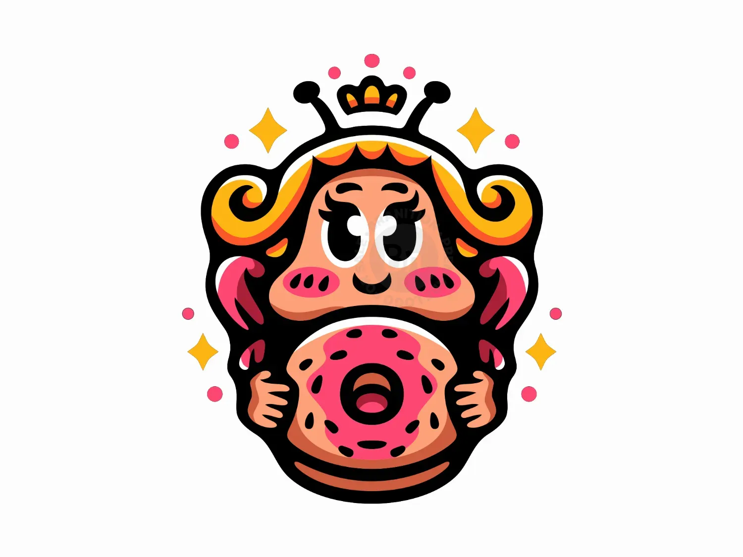 Cute Donut Ant Queen Logo