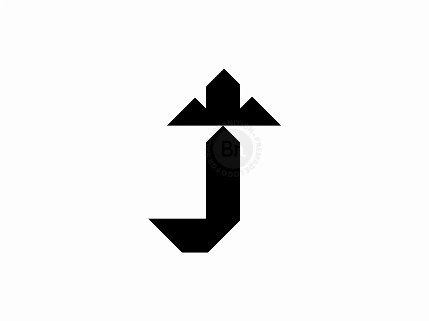 J Lettermark With Sword, Hill, And Triangle Elements