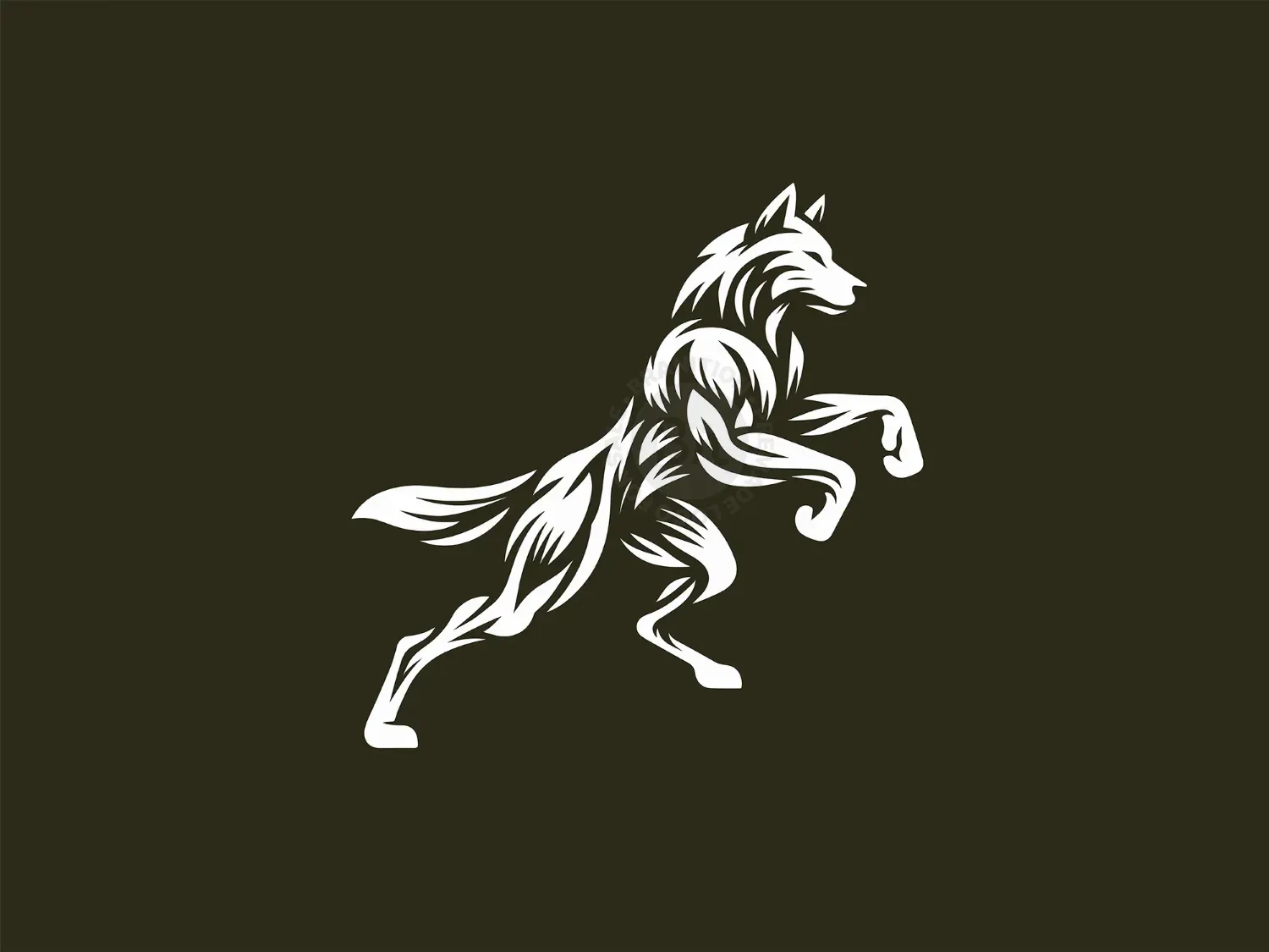 Modern And Abstract White Wolf Logo