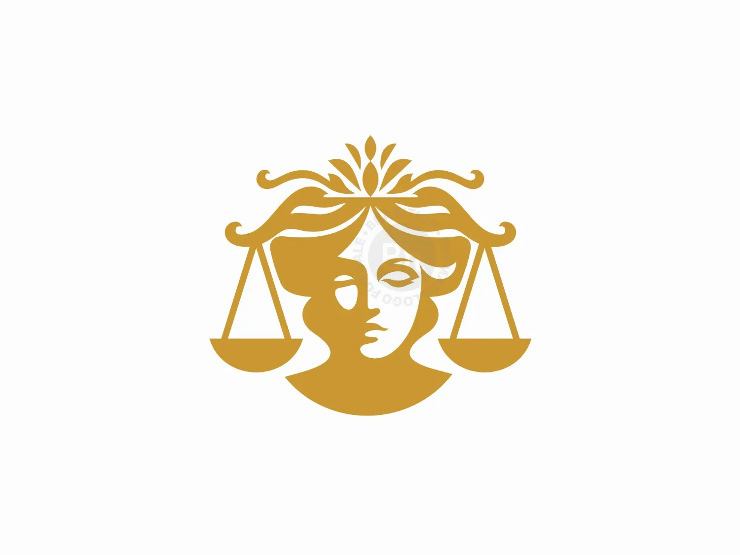 Abstract Lady Of Justice Face With Scale Simple Logo