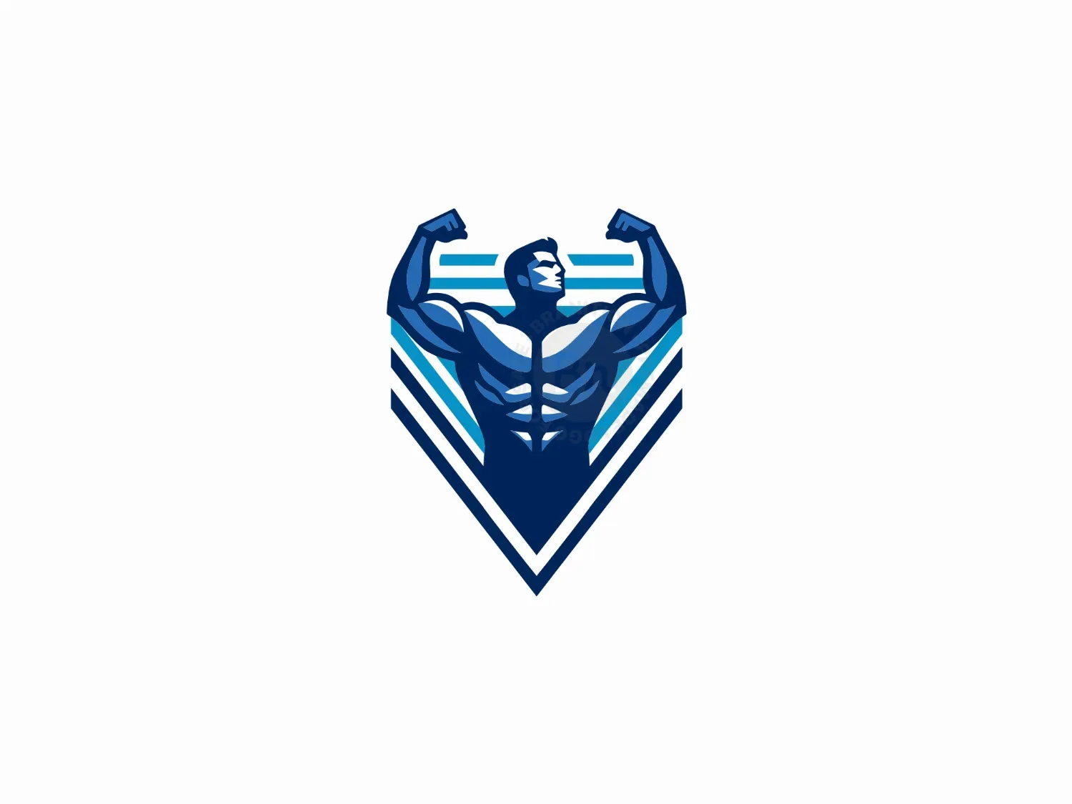 Victory Pose Body Builder Badge Logo