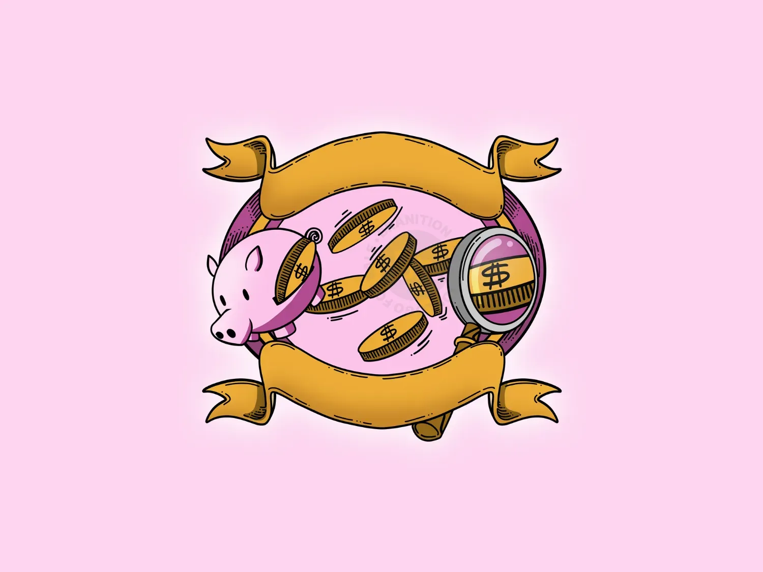 Piggy Bank Emblem Logo