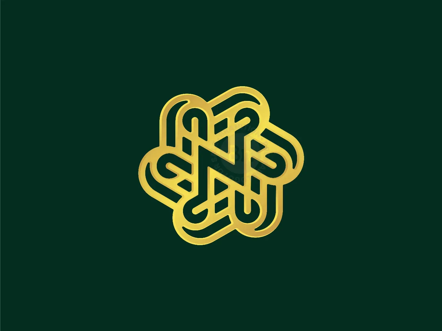 Letter N Golden Knotwork Logo