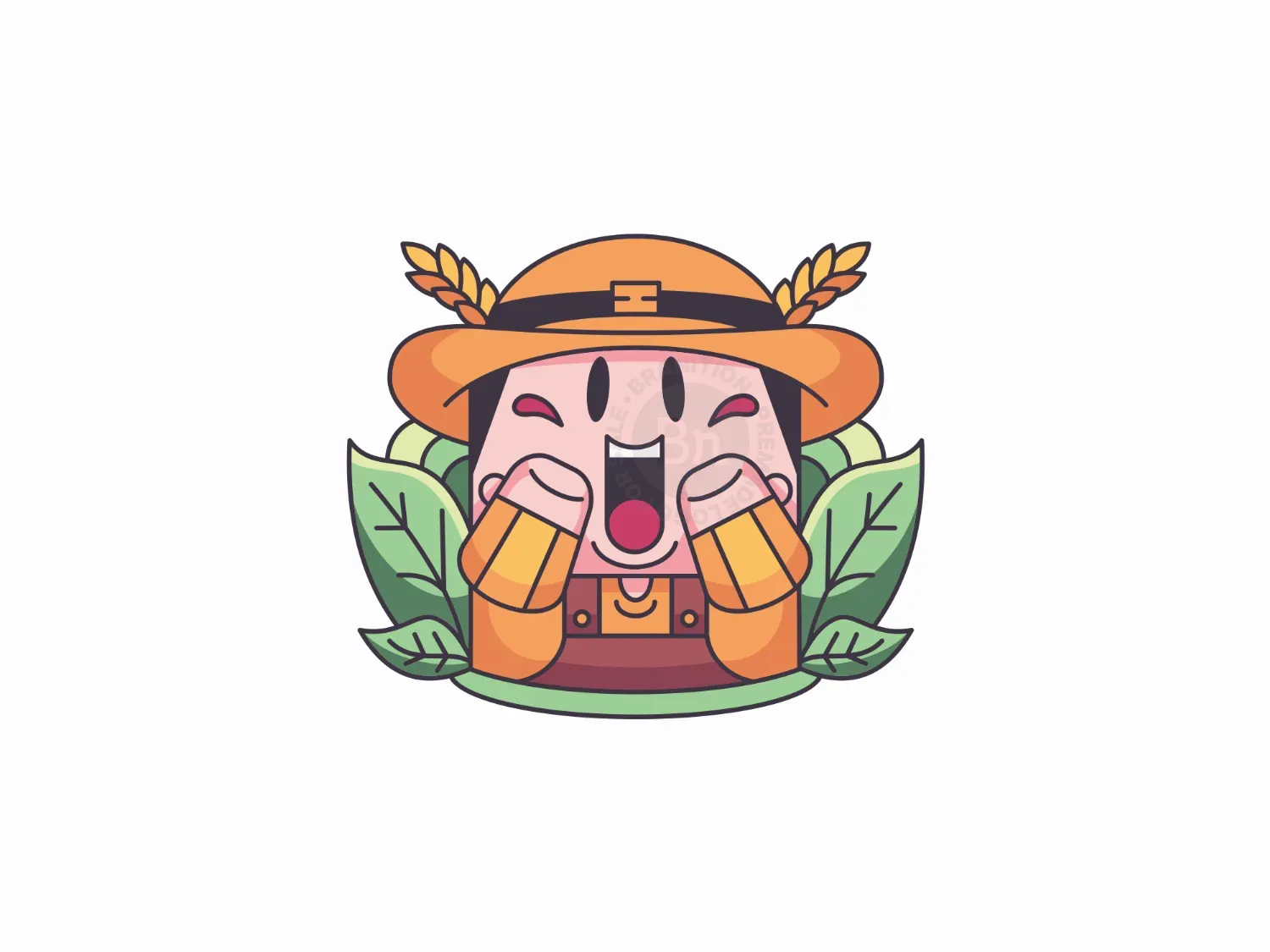 Cute Leaf Farmer Logo