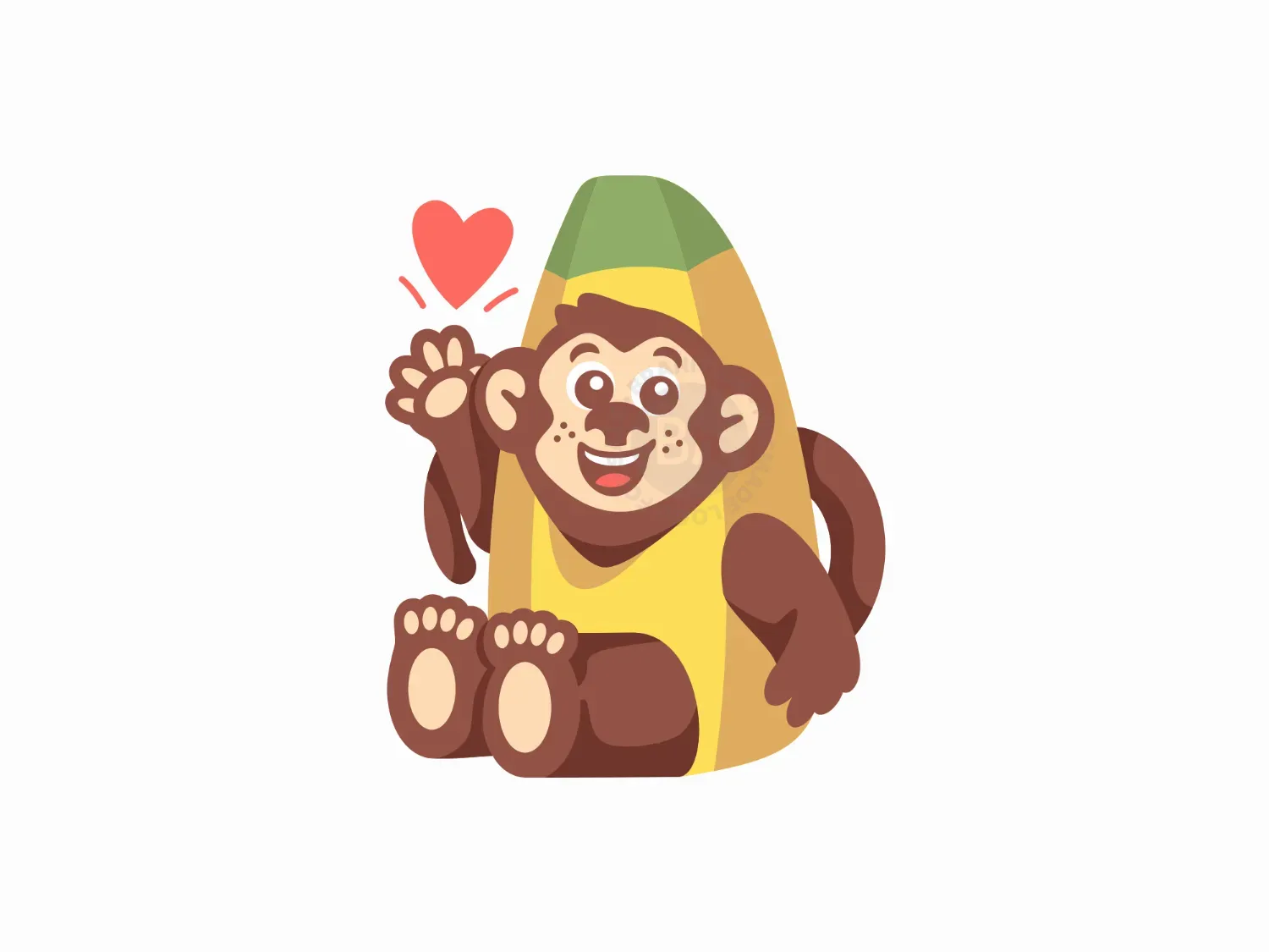 Cute Banana Monkey Logo