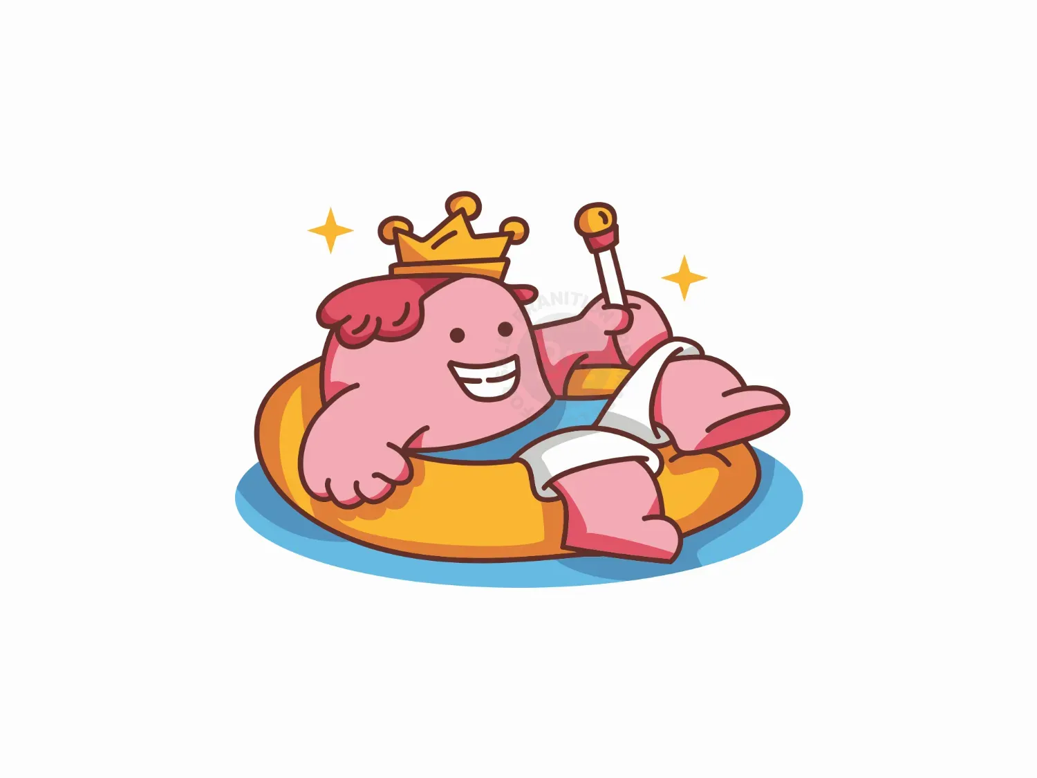 Cute Swimming King Logo