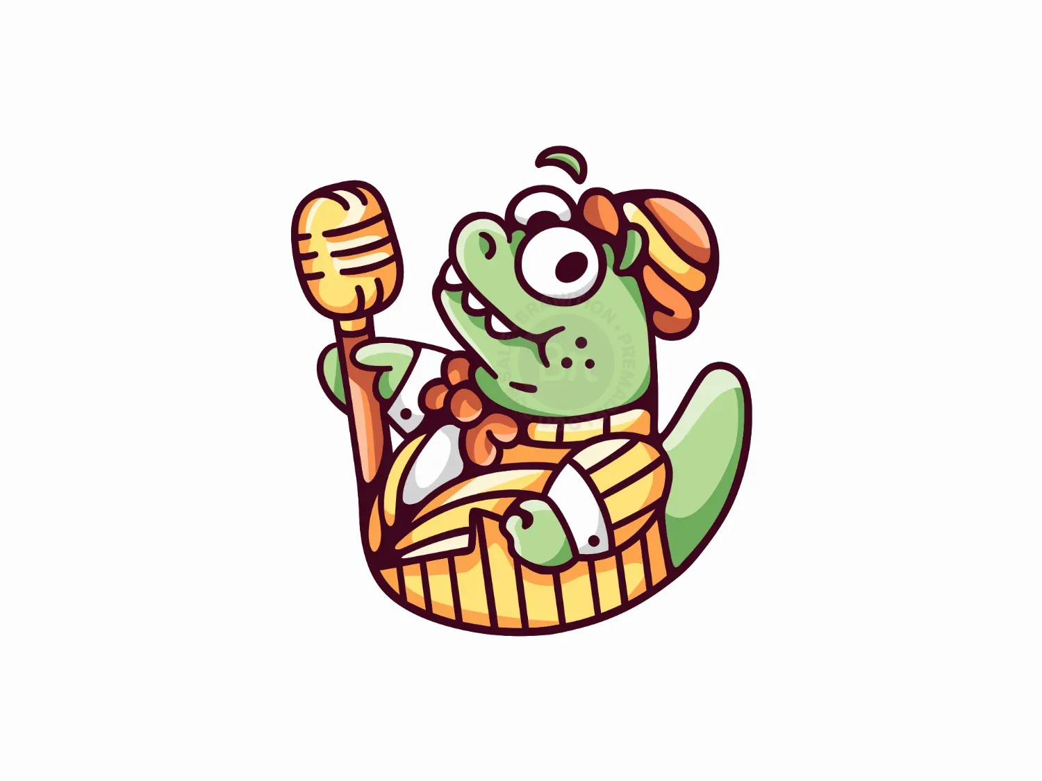 Funny Mic Crocodile Logo