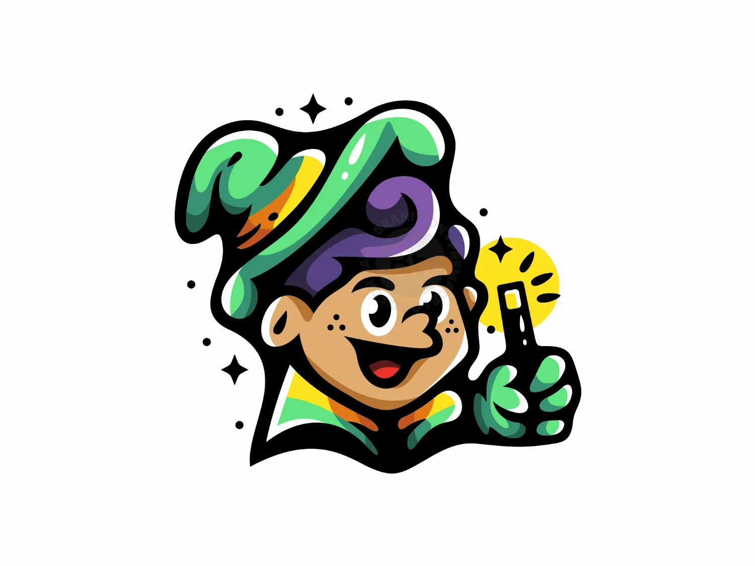 Cute Child Wizard Magician Logo