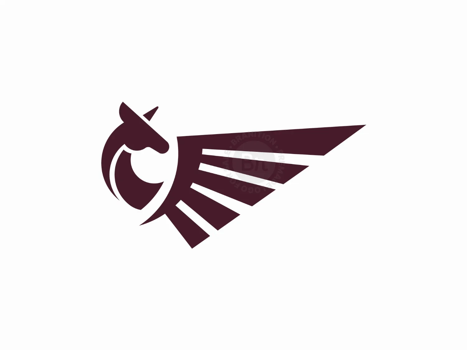 Unicorn Head And Wings Logo