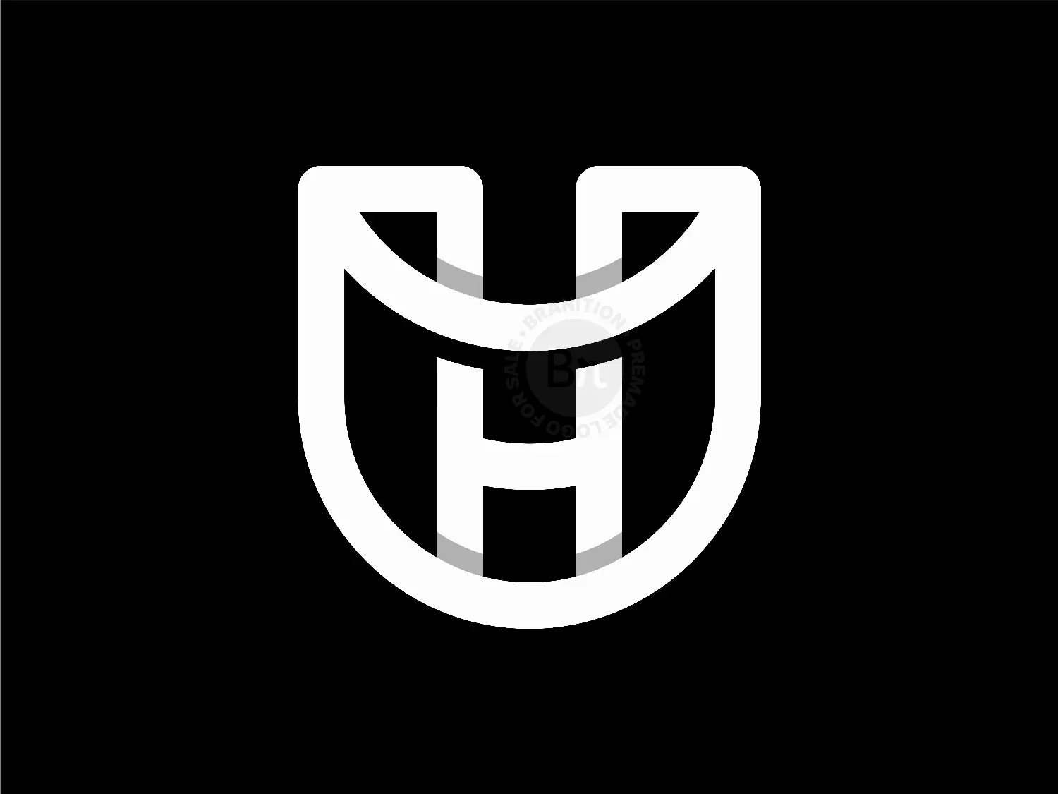 Letter UH Or HU Modern Geometric Simple Logo