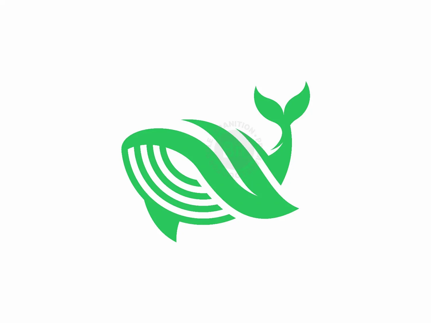 Whale Leaf Nature Simple Logo