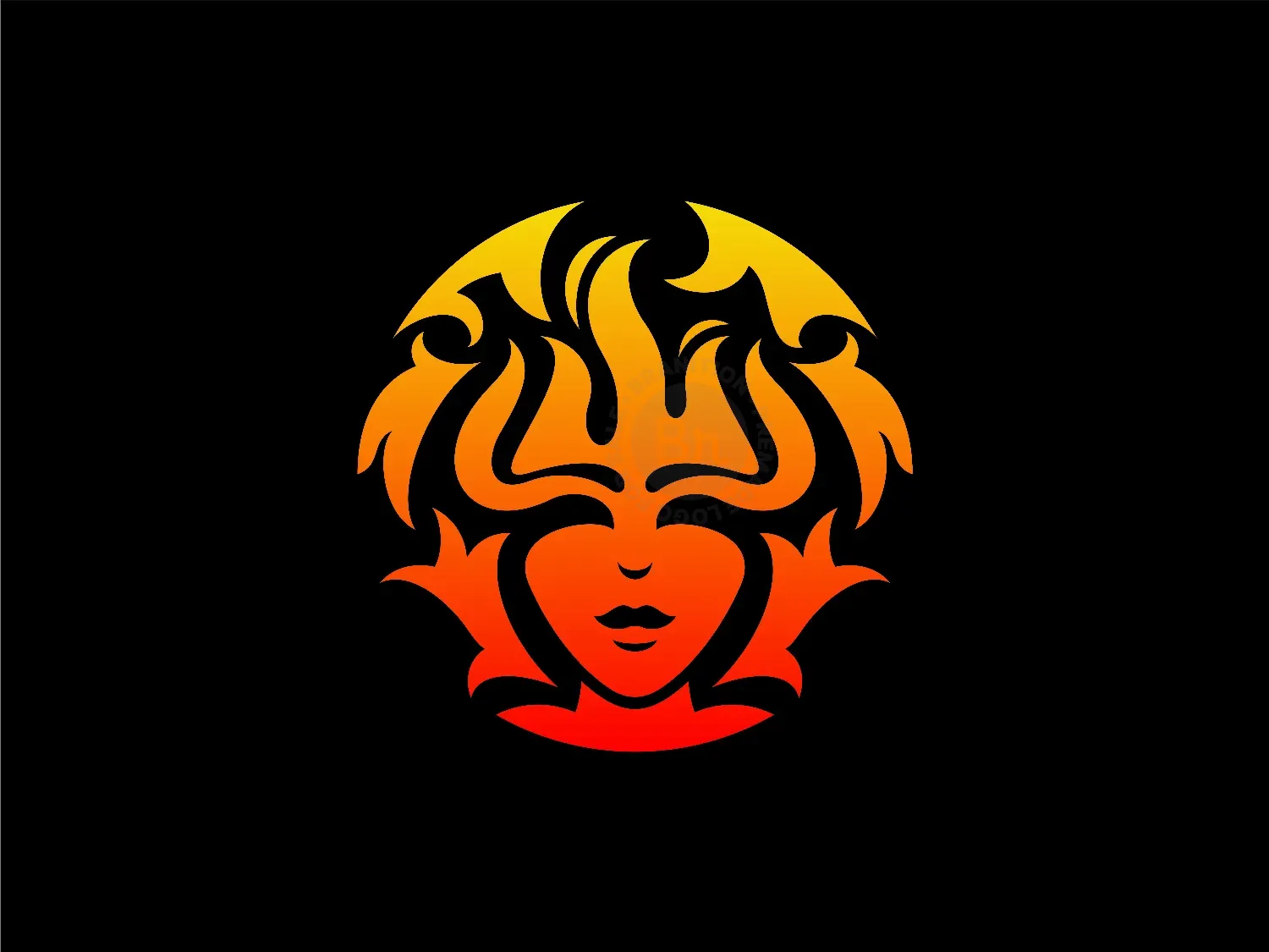 Woman Flame Ornament Logo