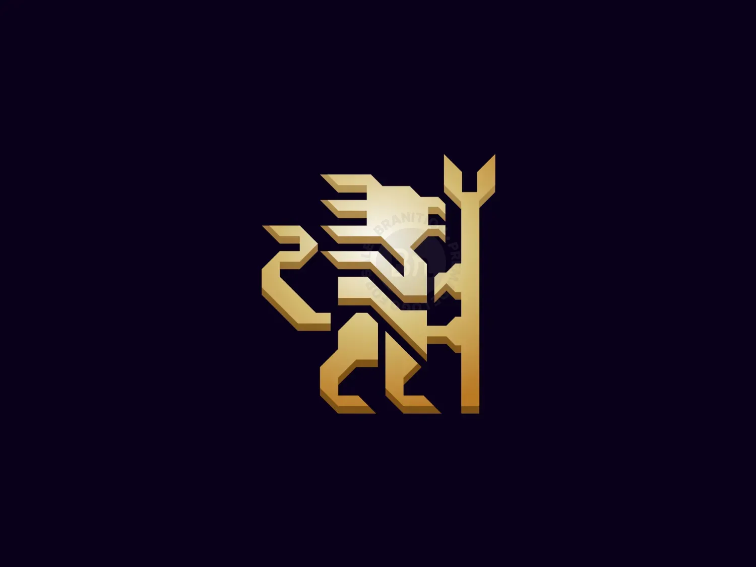 Heraldry Royal Lion Gold Logo