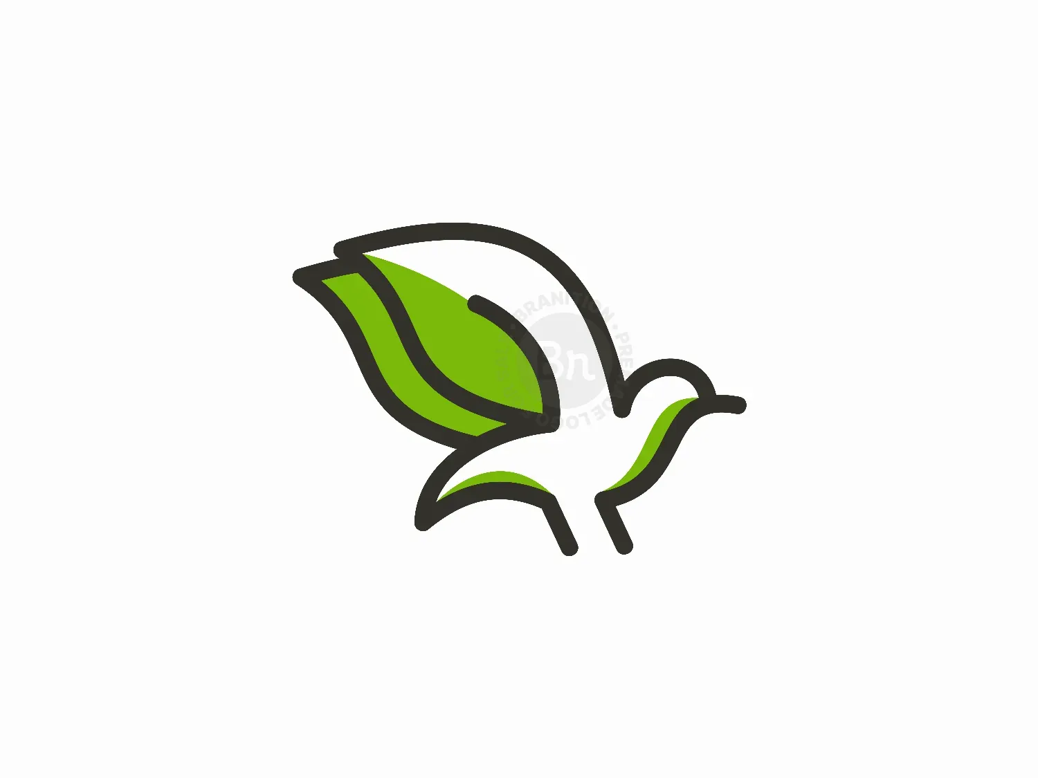 Bird Leaves Line Logo