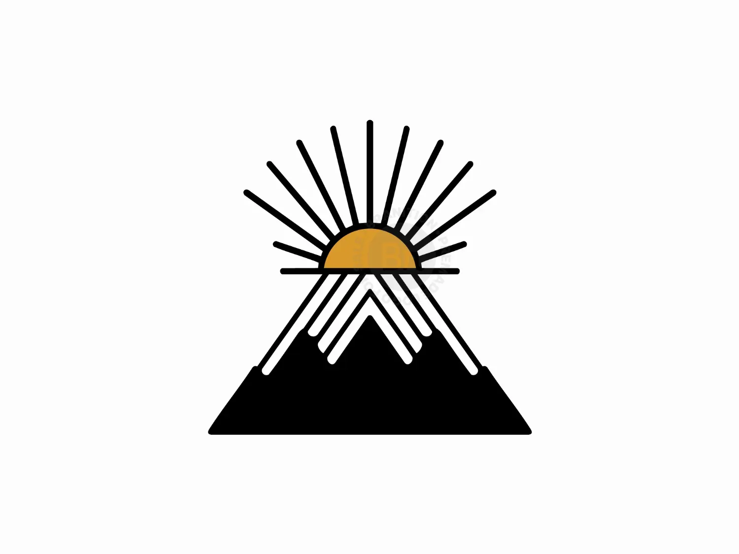 Golden Sunrise Mountain Peak Logo