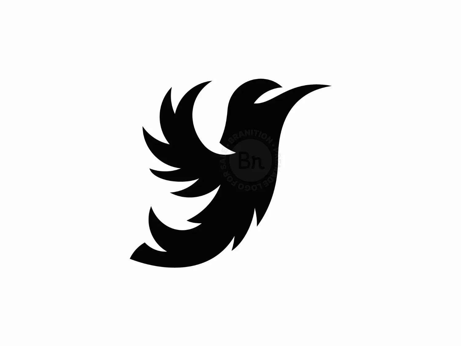 Minimalist Black Hummingbird Mark Logo