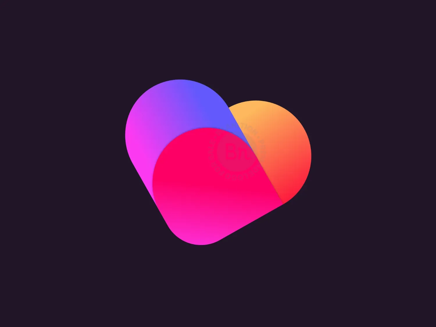 Folded Gradient Heart Logo