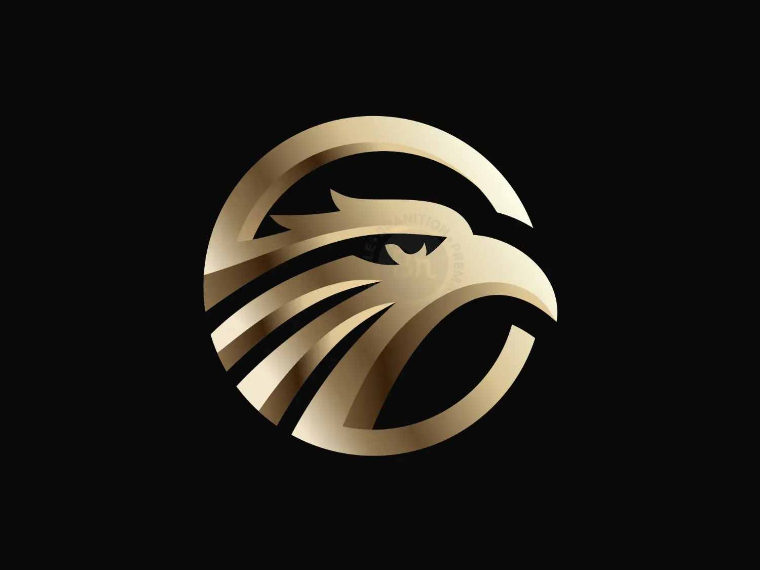 3D Golden Majestic Bird Circle Logo