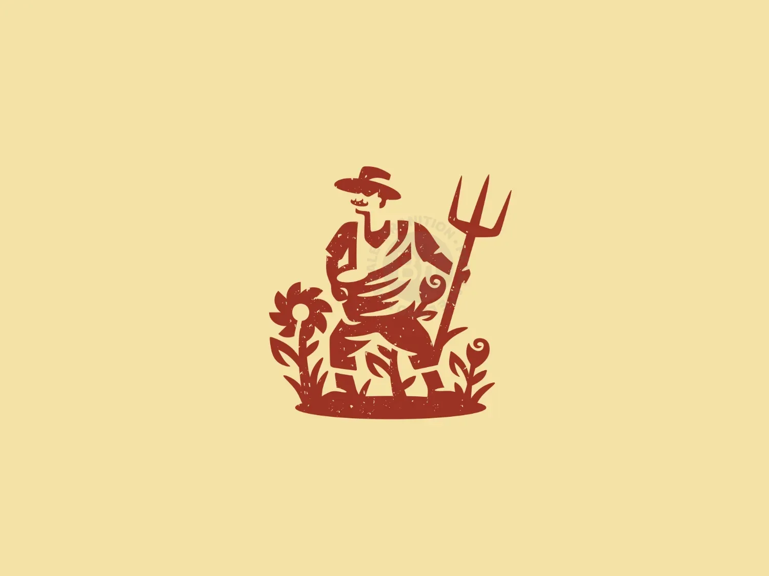 Vintage Farmer Guarding His Garden Logo