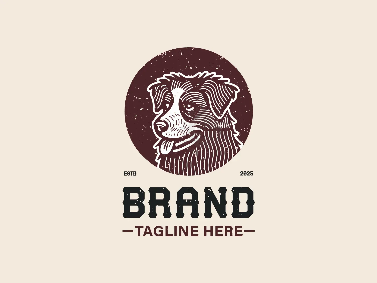 Vintage Style Simple Dog Head Logo