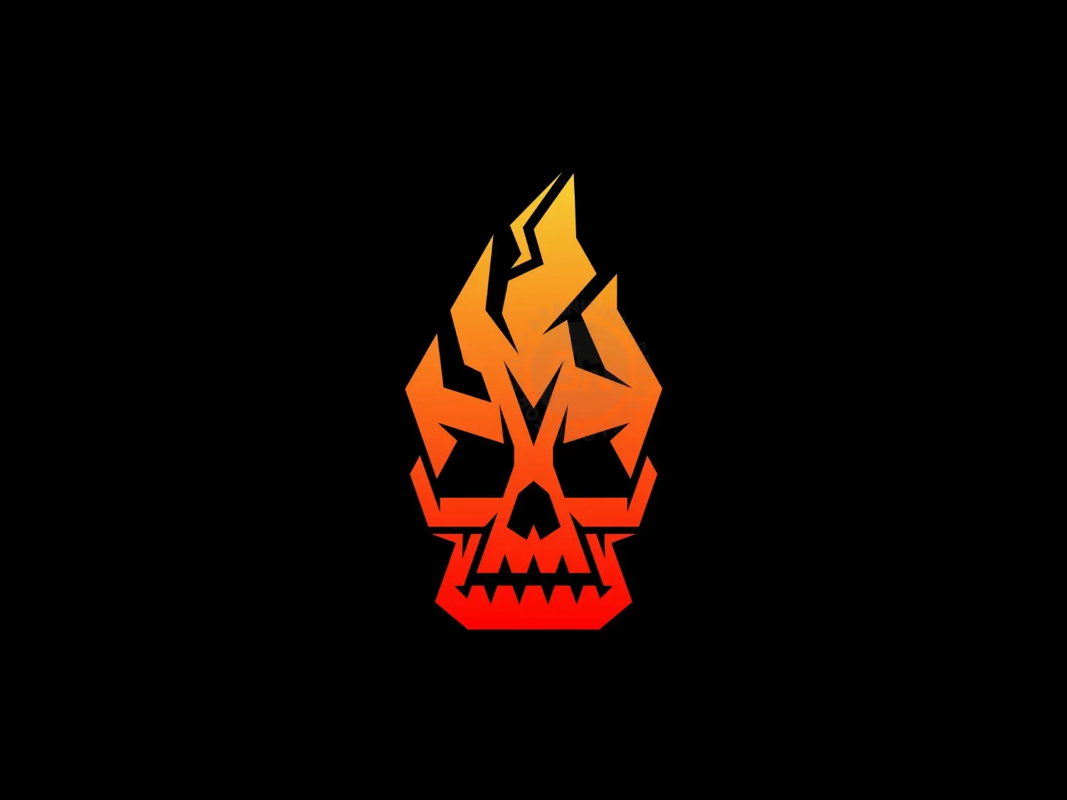 Skull Fire Geometric Logo