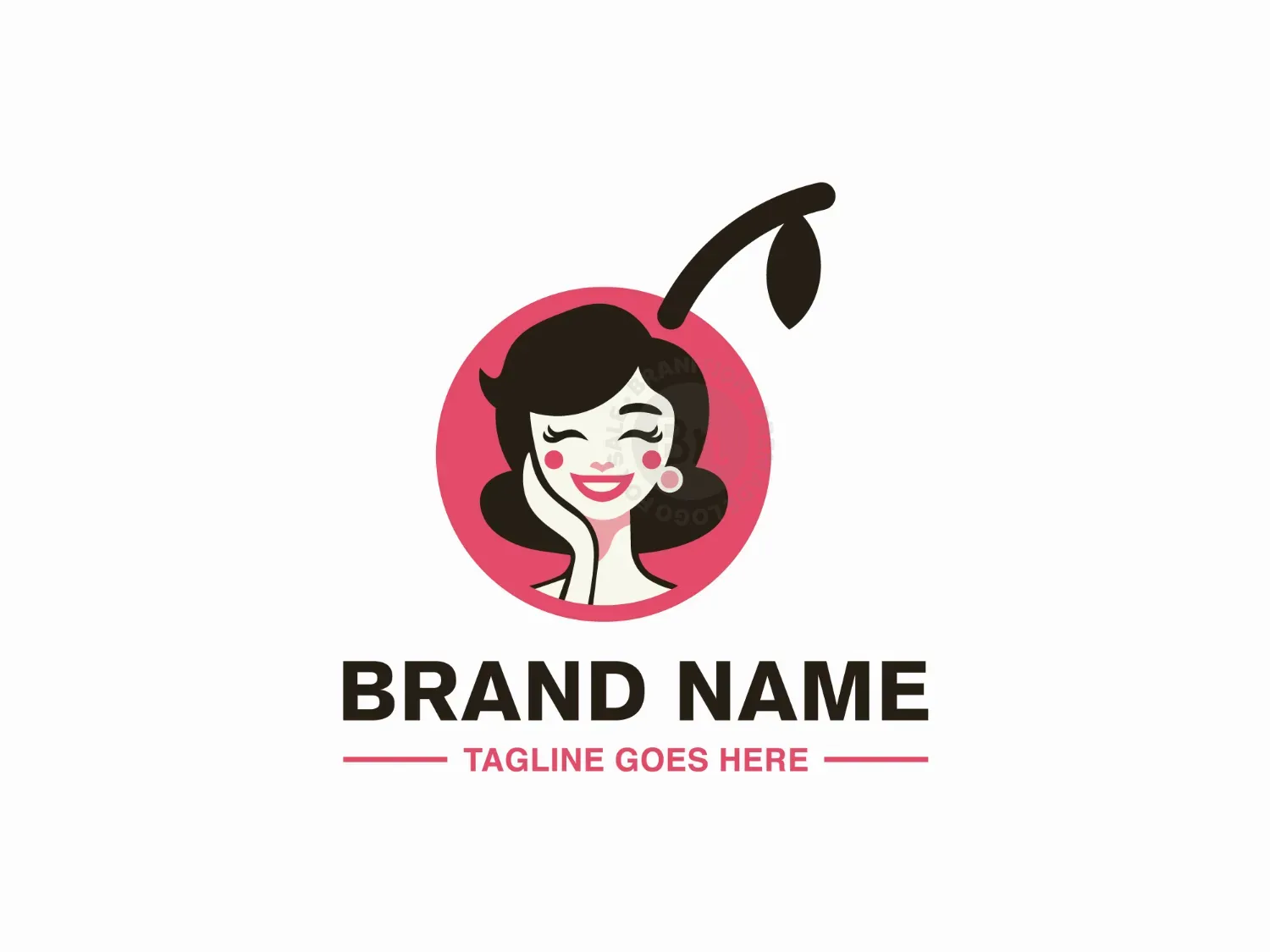 Cute Girl And Cheery Logo