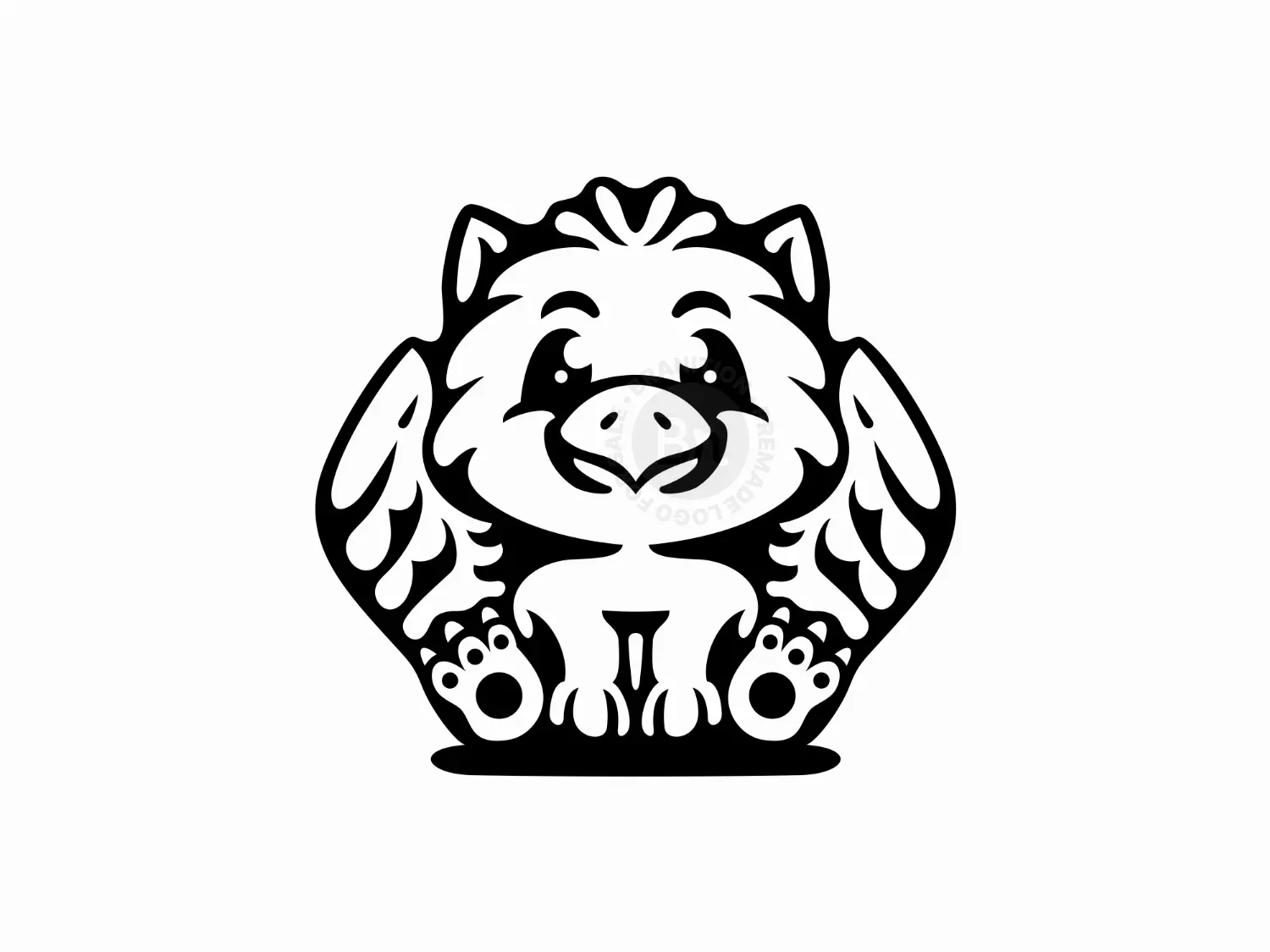 Cute Griffin Outline Monochrome Logo