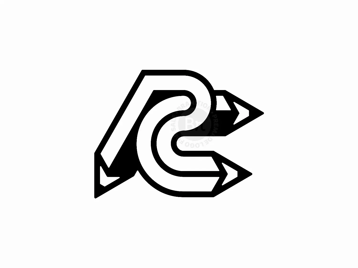 Letter RC CR Pencil Logo