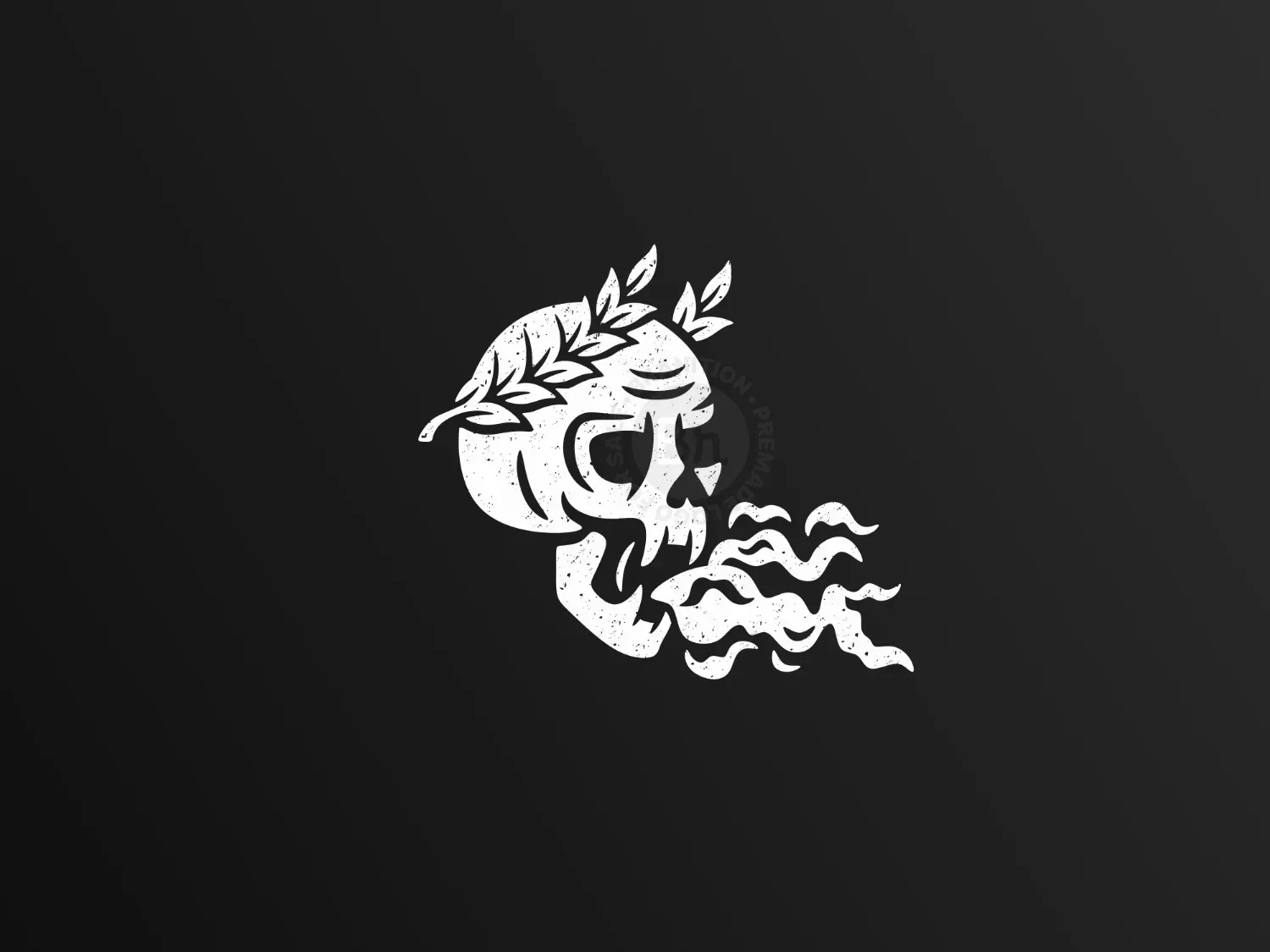 Skull With Laurel Wreath Breathing Fire Logo