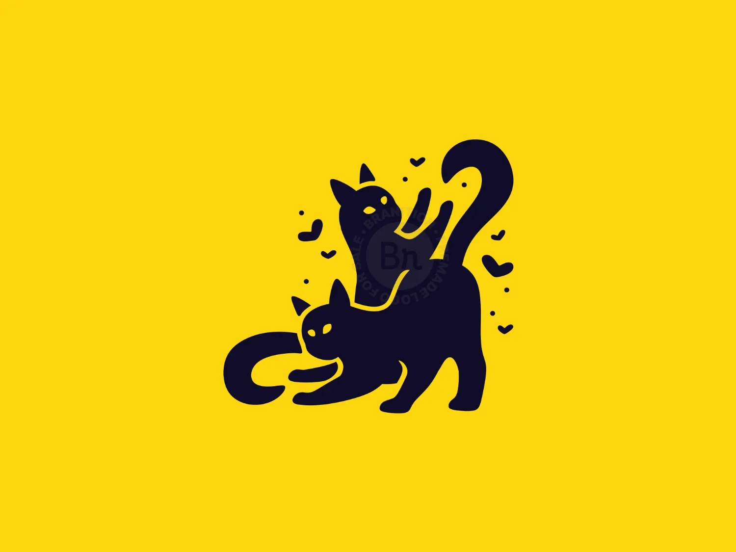 Cute Black Cats Playing Together Logo