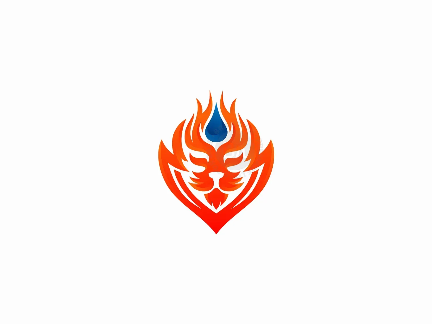 Lion With Fire And Water Logo