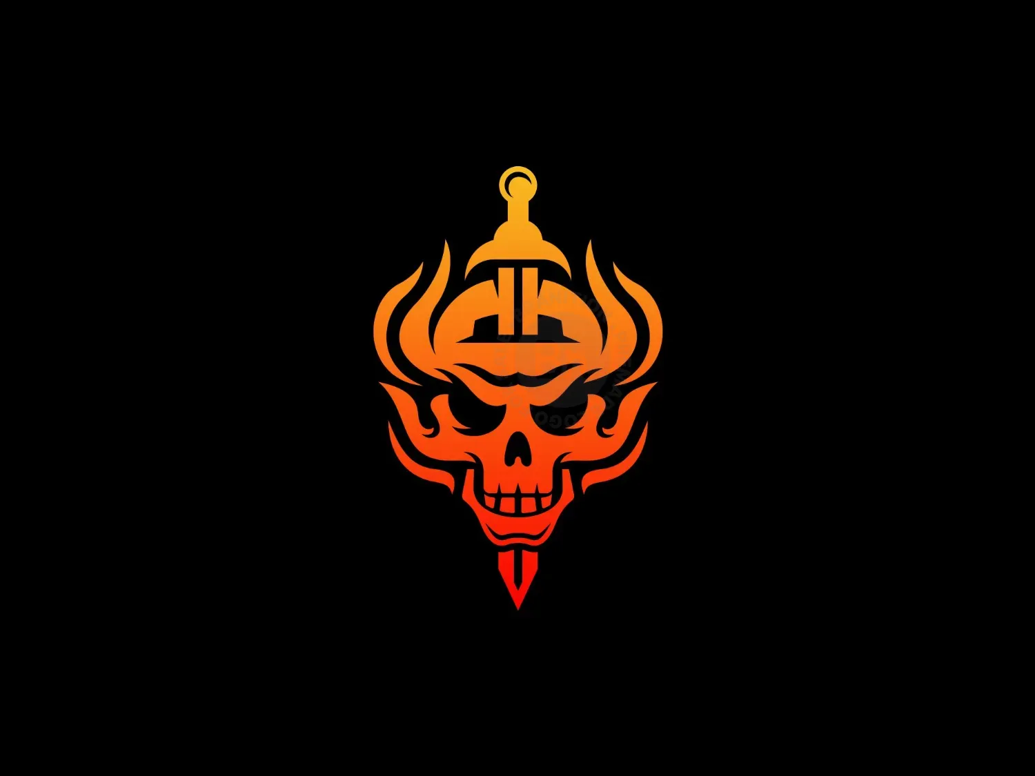 Skull Fire Sword Logo