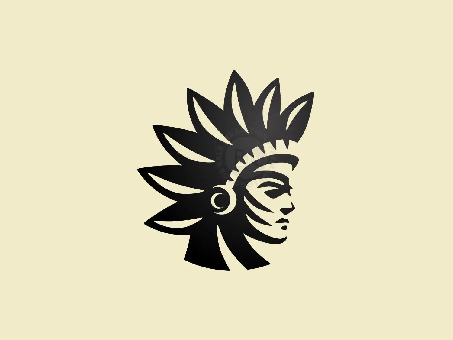 Tribe Leader With Leaves Crown Logo