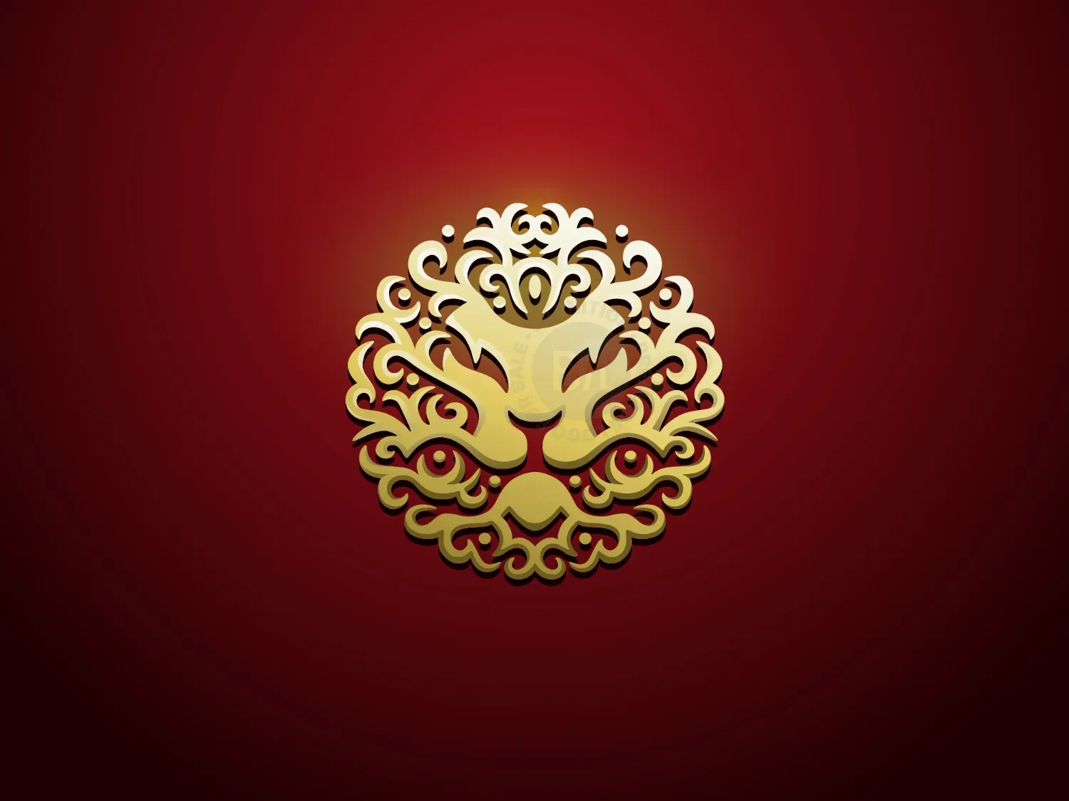 Elegant Lion Face Circle Ornamental LogoElegant Lion Face