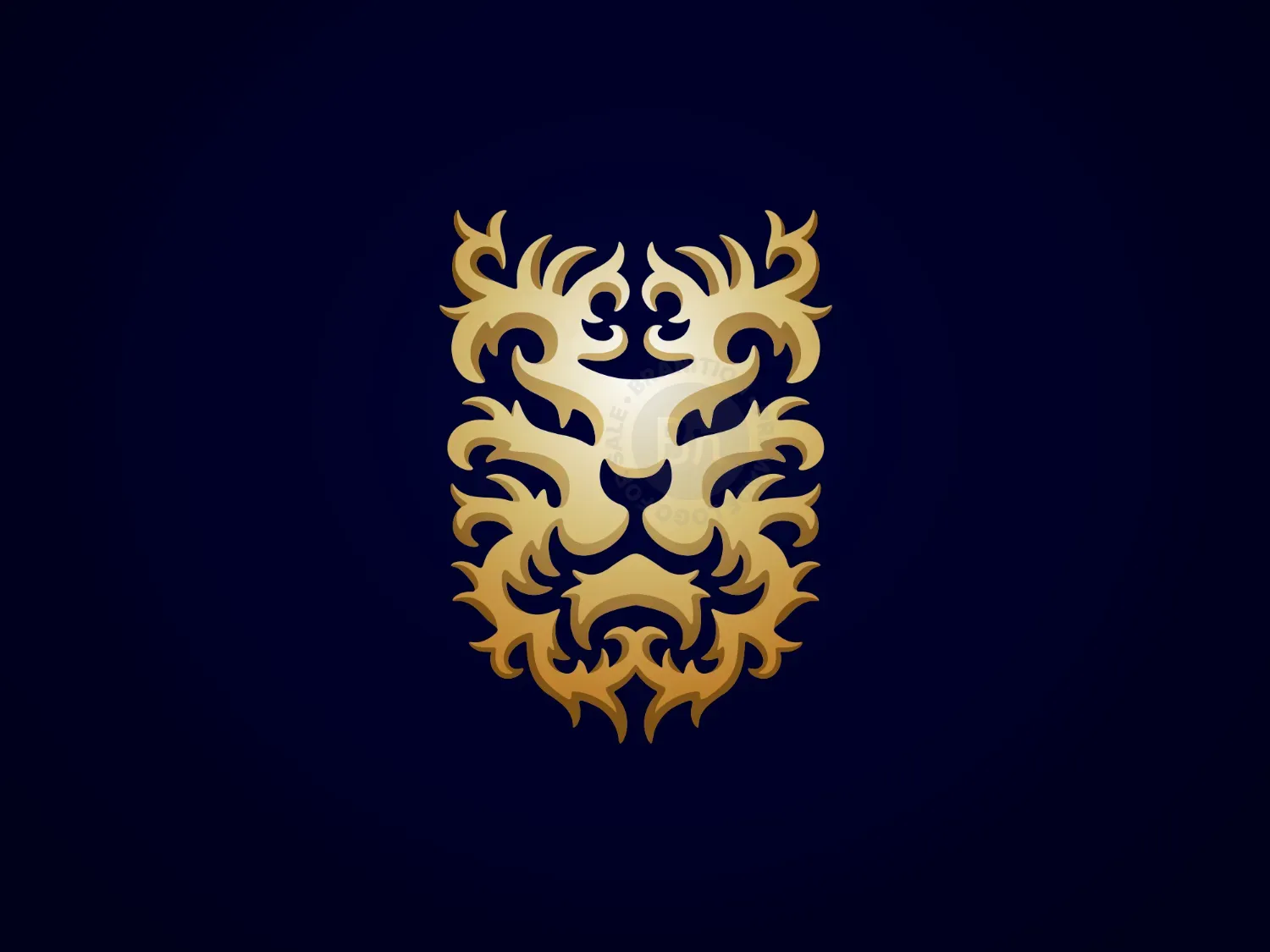 Luxury Golden Lion Shield Ornamental Logo