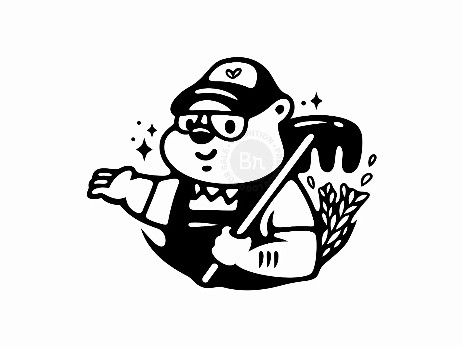 Bear Farmer Worker Logo