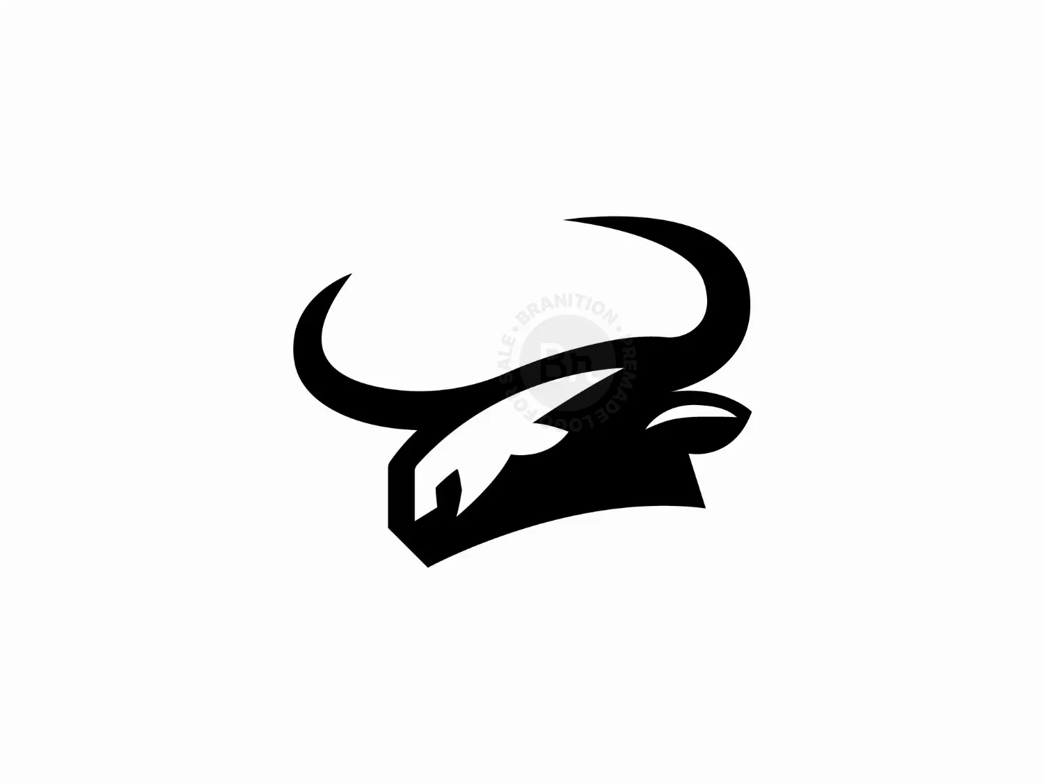 Bull Head Curved Horns Logo