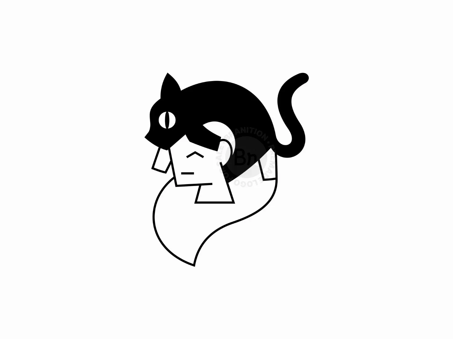 Woman Cat Modern Logo