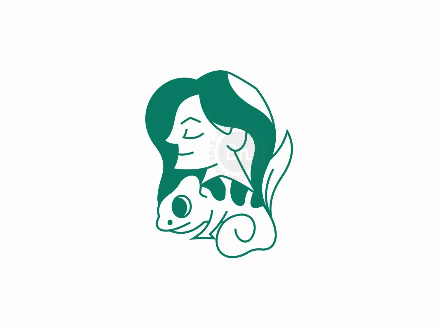 Woman Chameleon Modern Logo