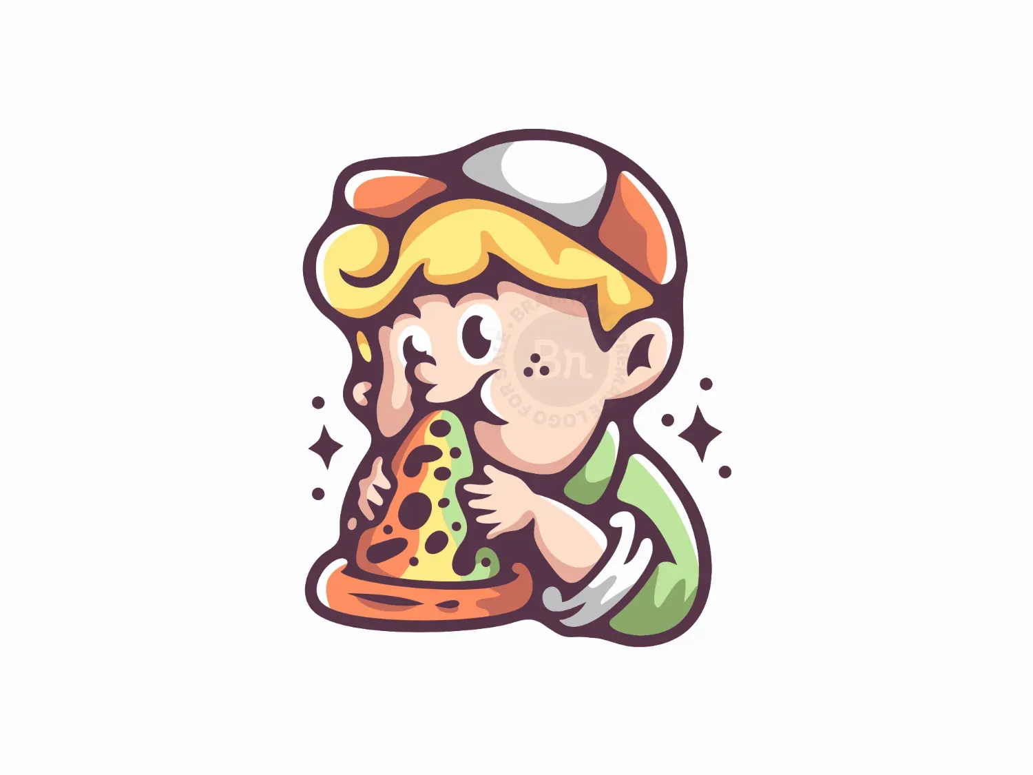 Cute Employee Mascot Pizza Logo